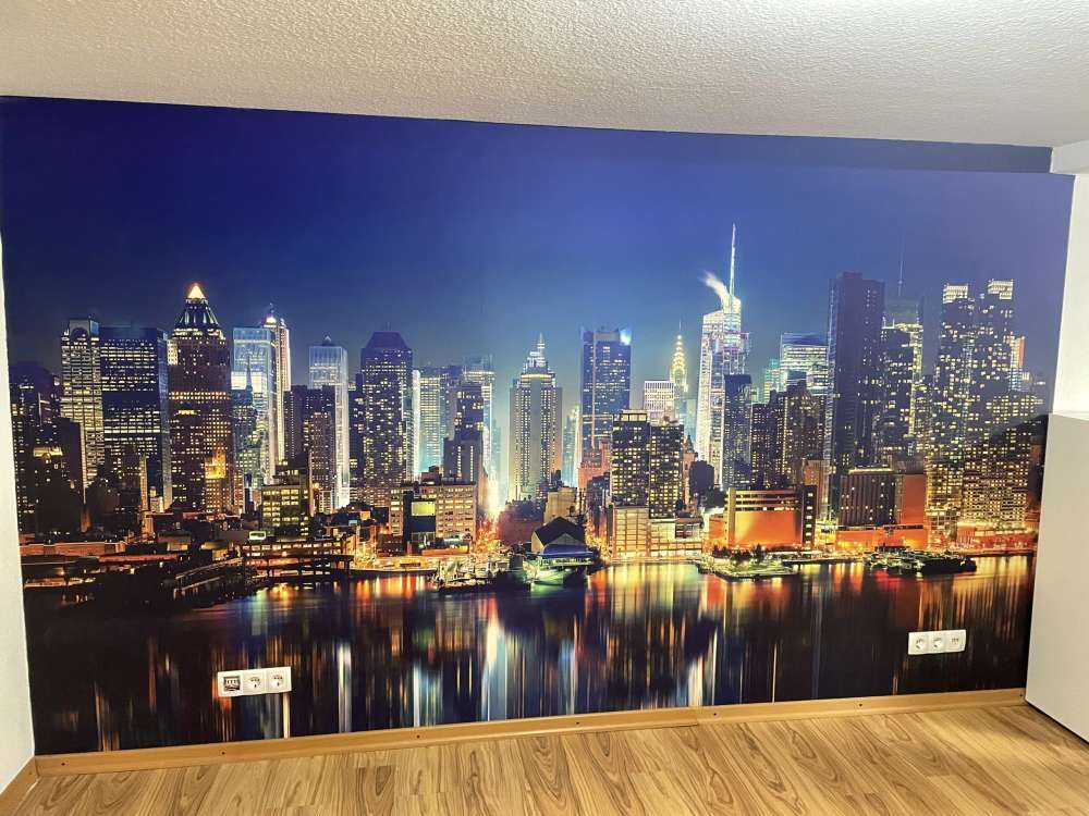 Fotobehang New York skyline in de nacht