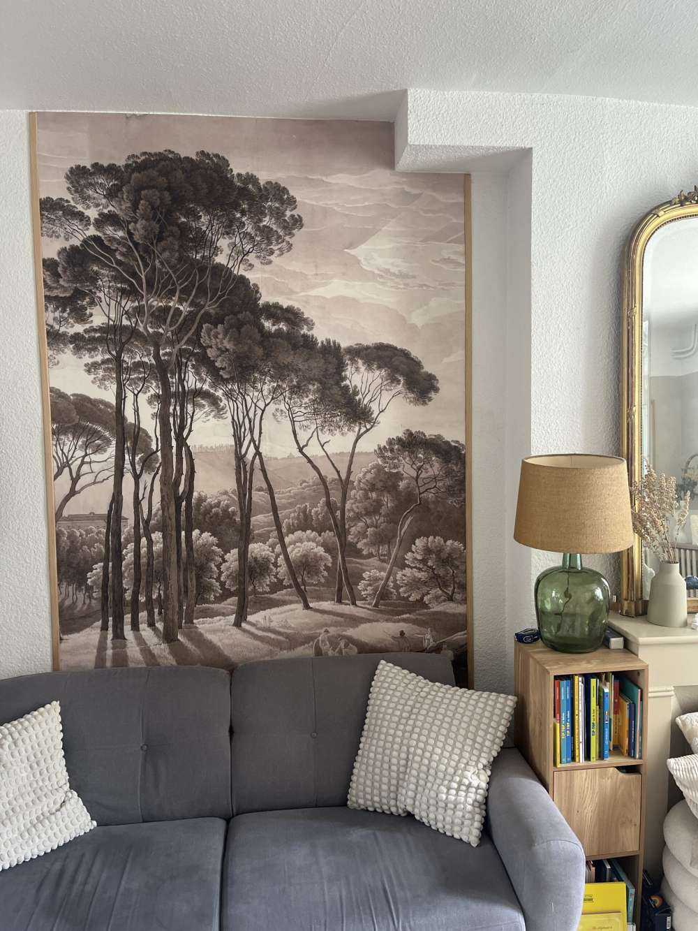 Boslandschap in de omgeving van Rome met ondergaande zon