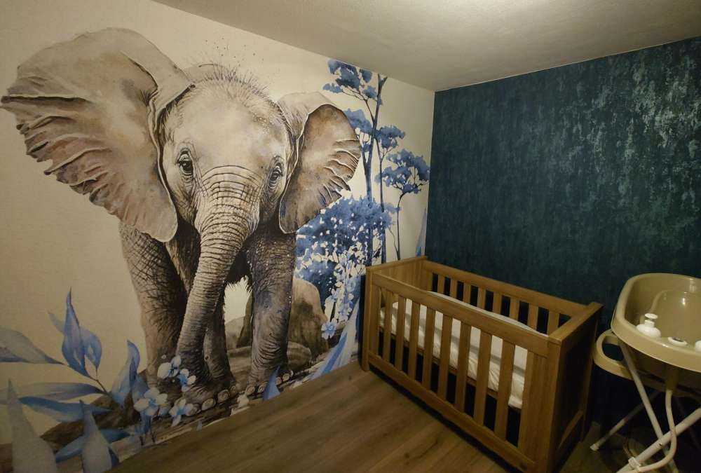 Olifantje in de jungle blauw