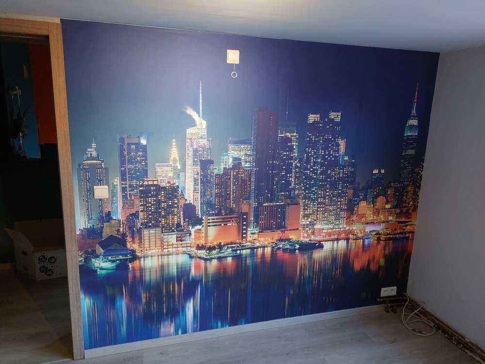 Fotobehang New York skyline in de nacht