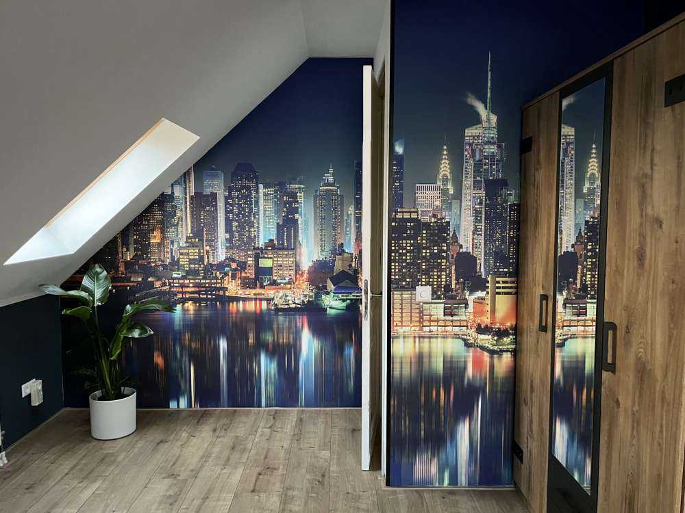 Fotobehang New York skyline in de nacht