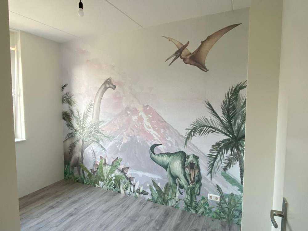 Dino's bij een vulkaan