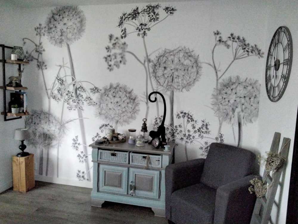 Meadow bloemen in zwart-wit