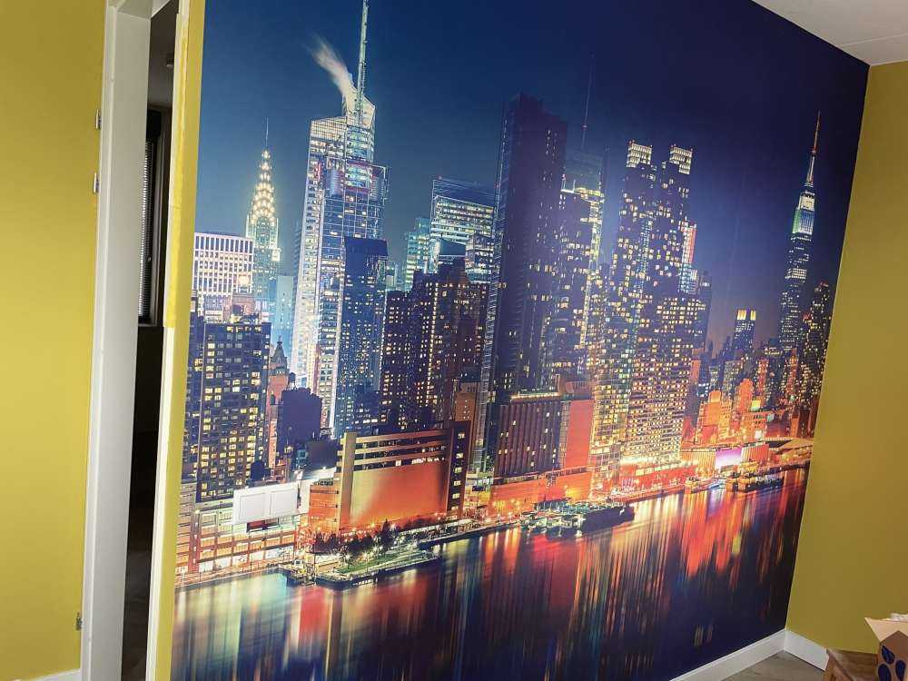 Fotobehang New York skyline in de nacht