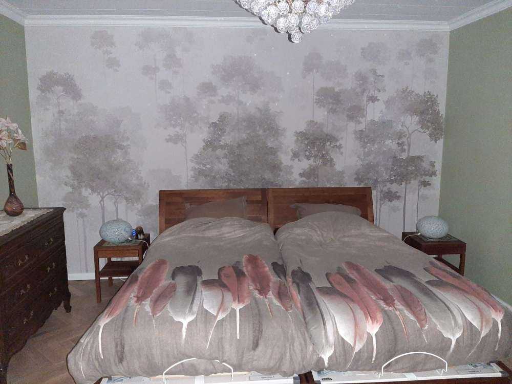 Getekend bos in de mist