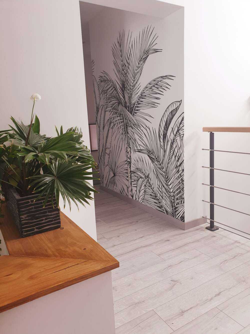 Palmbomen en bananenbladeren