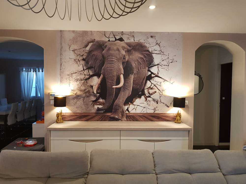 Grote olifant uit de muur