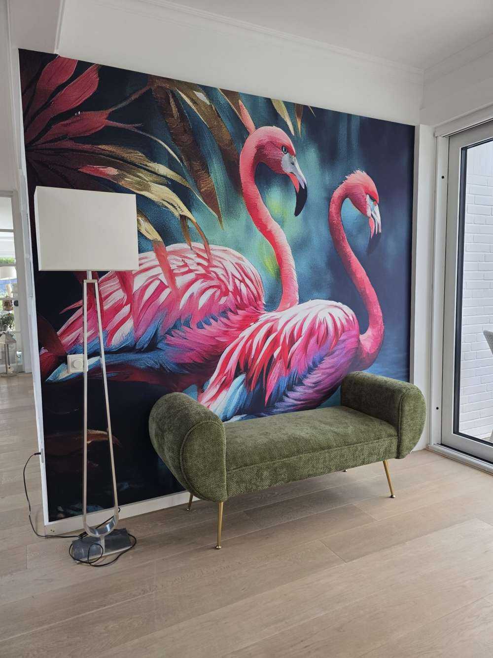 Fluweelroze Flamingo Duo