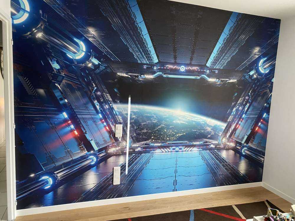 Zicht vanuit een ruimteschip