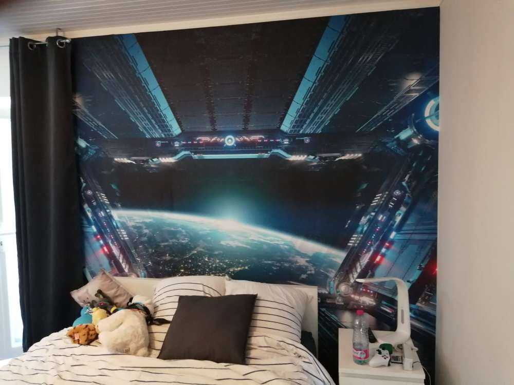 Zicht vanuit een ruimteschip