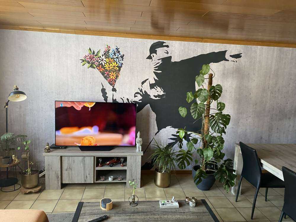 Banksy - Flower thrower, grey concrete