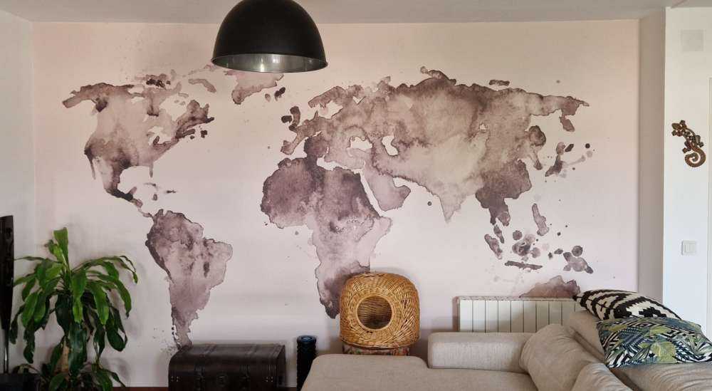 Wereldkaart in sepia