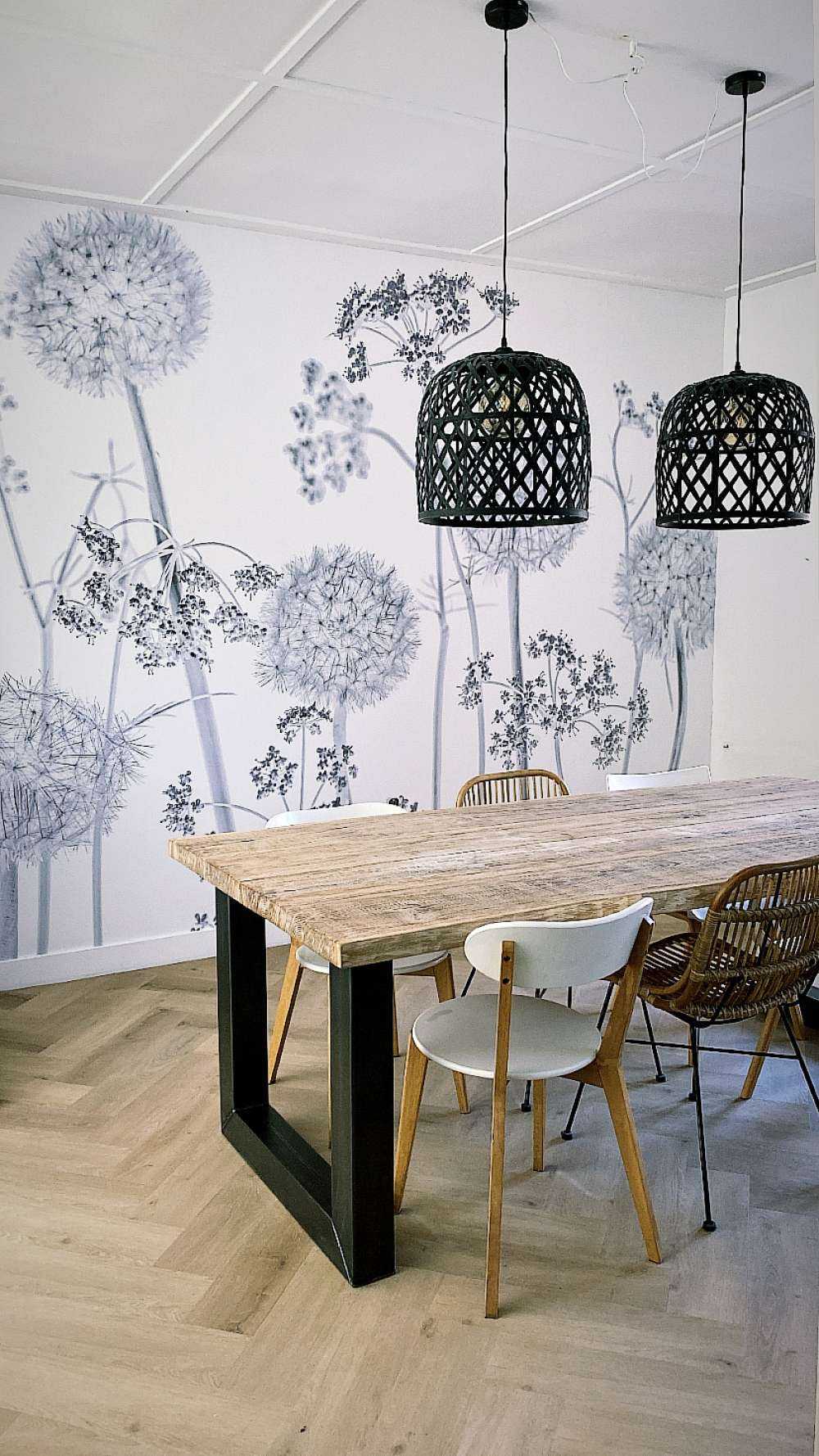 Meadow bloemen in zwart-wit