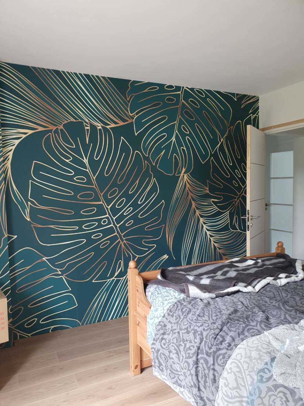 Groene bladeren met goud look