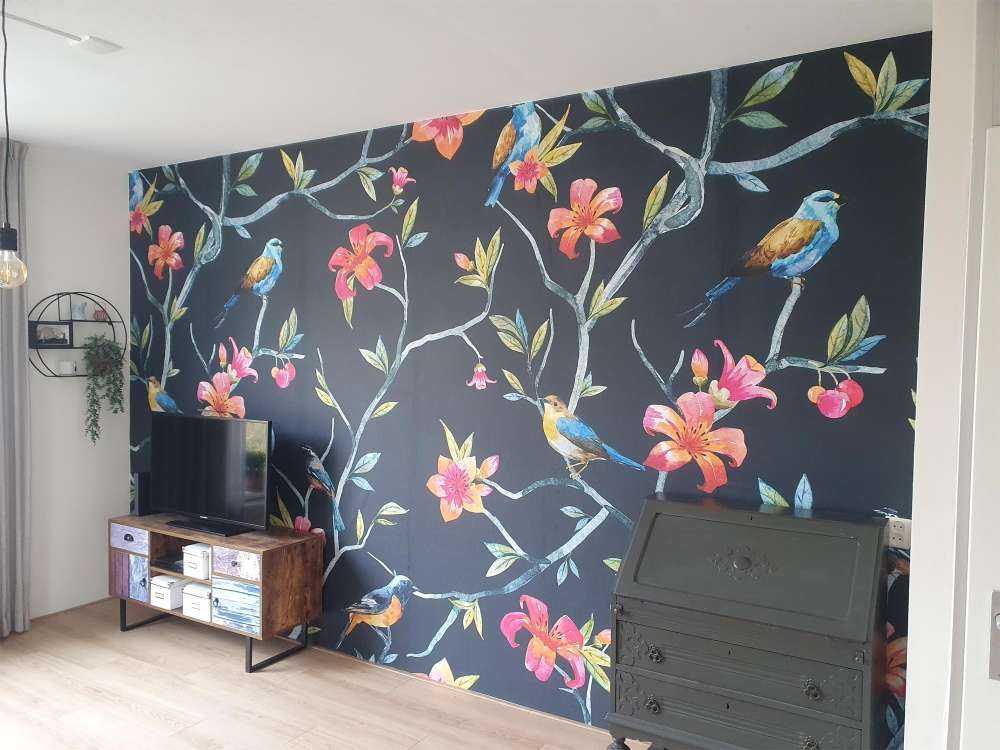 Tropische bloemen en vogels