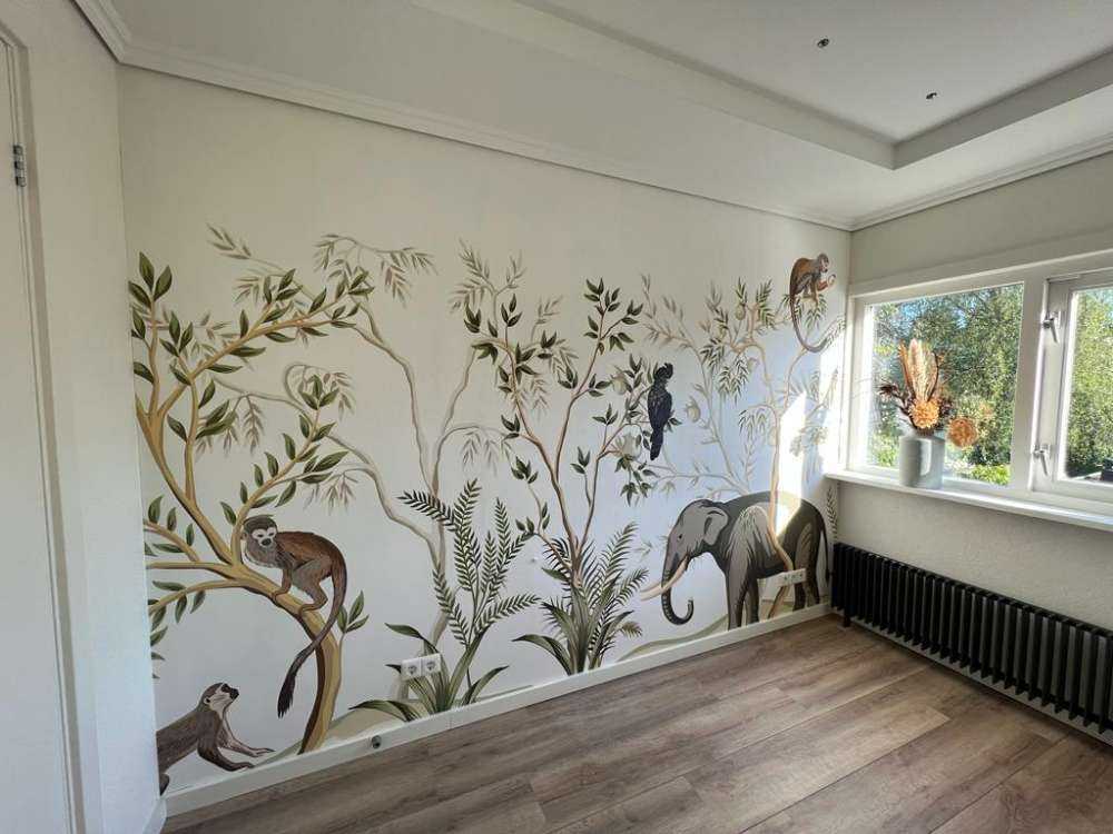 Getekende dieren in de jungle