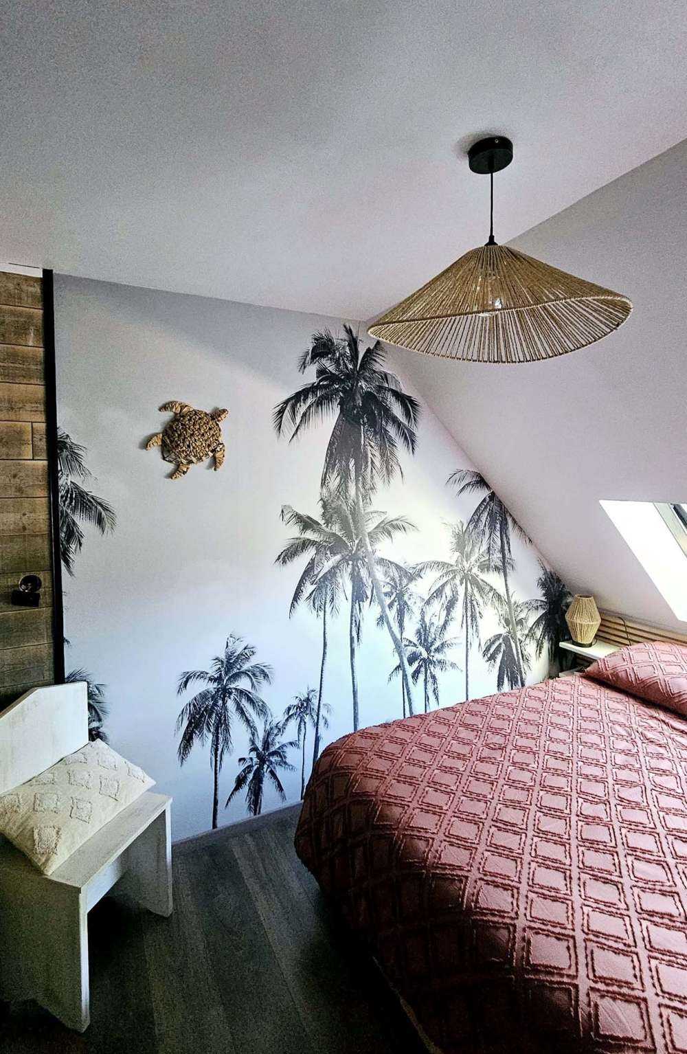 Palmbomen in zwart-wit