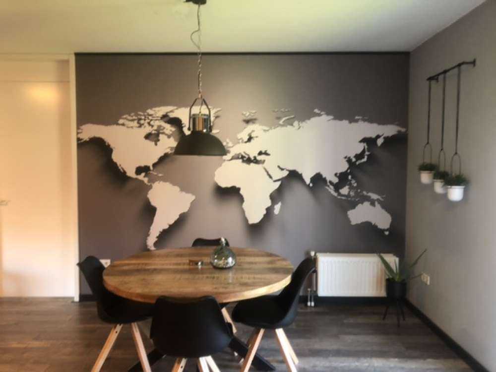 3D Wereldkaart zwart
