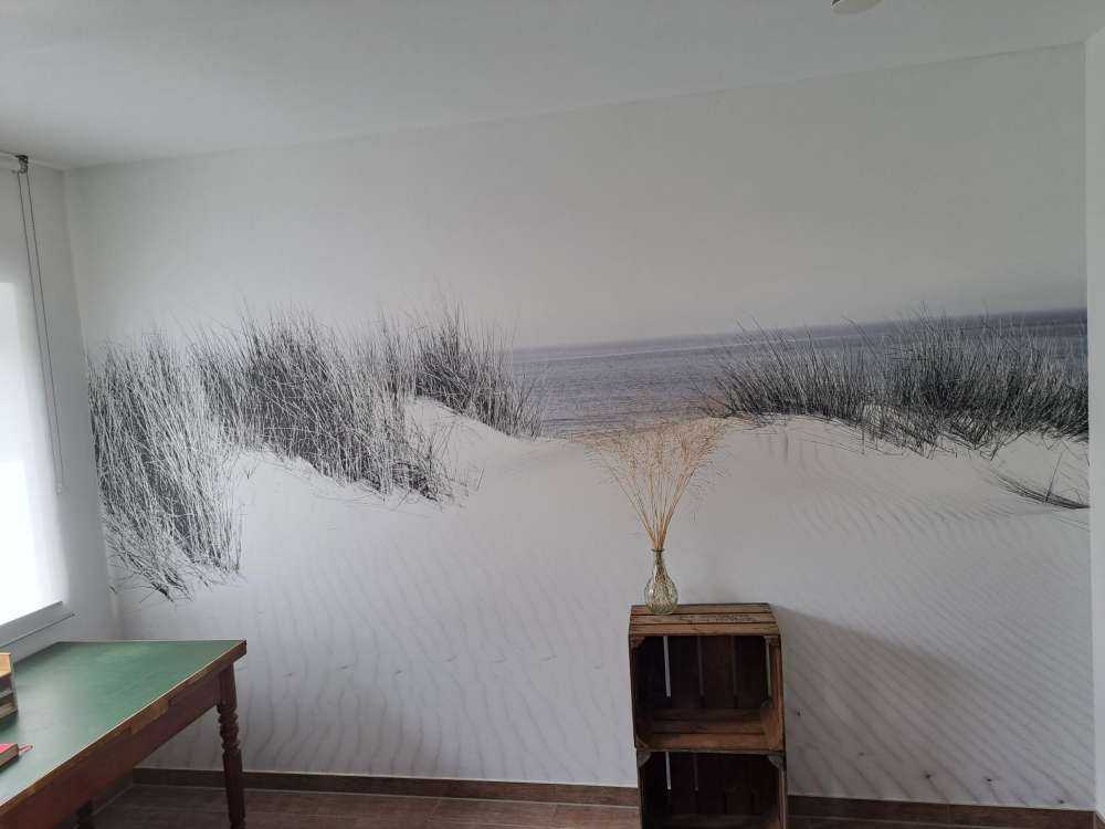 Duin doorgang naar het strand zwart-wit