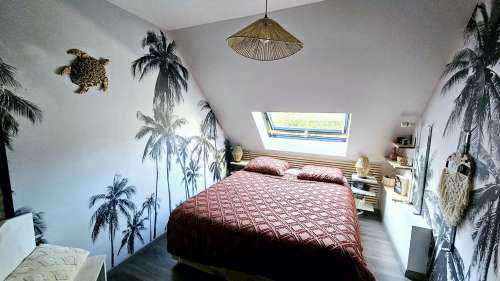 Palmbomen in zwart-wit