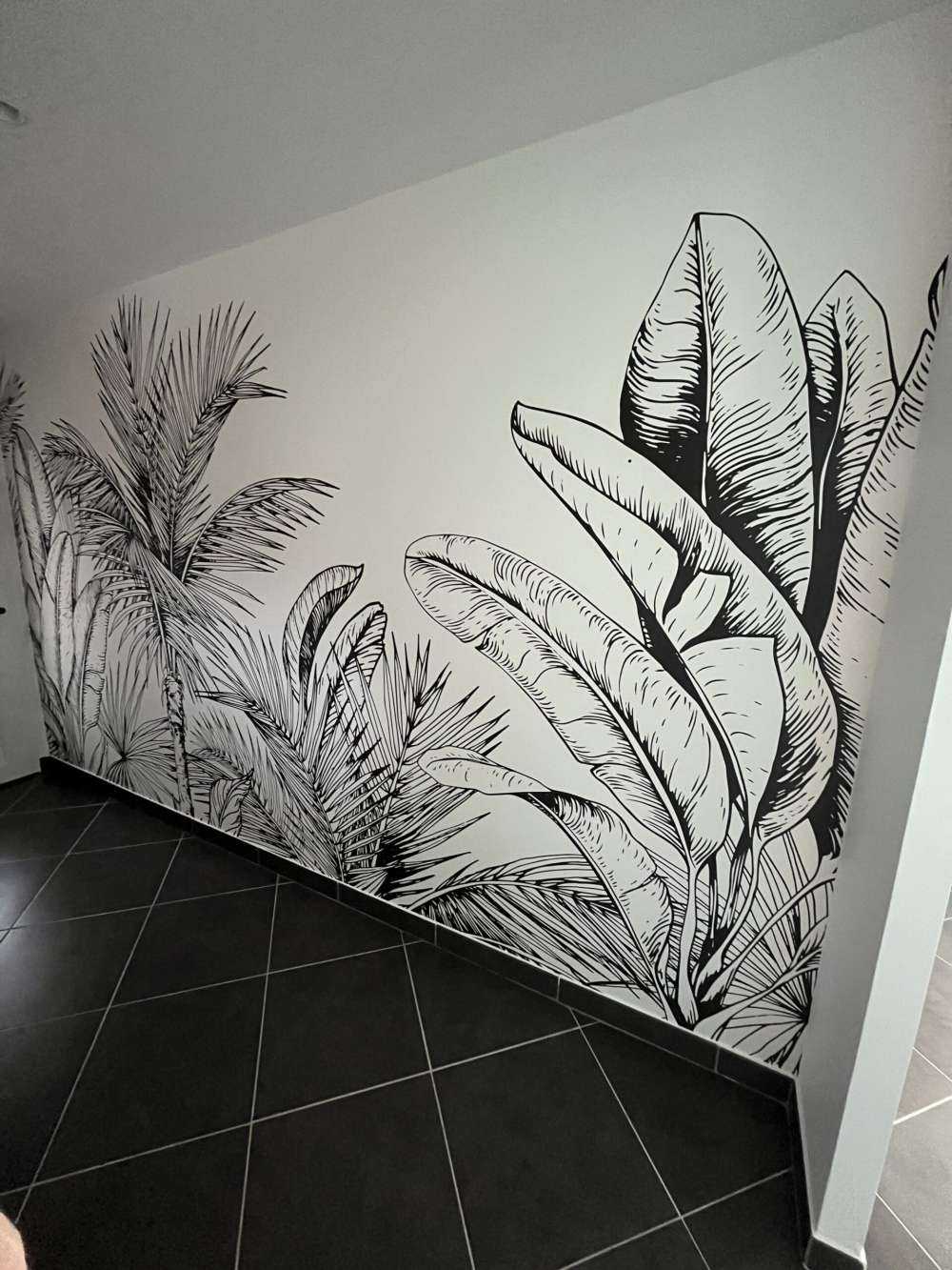 Palmbomen en bananenbladeren