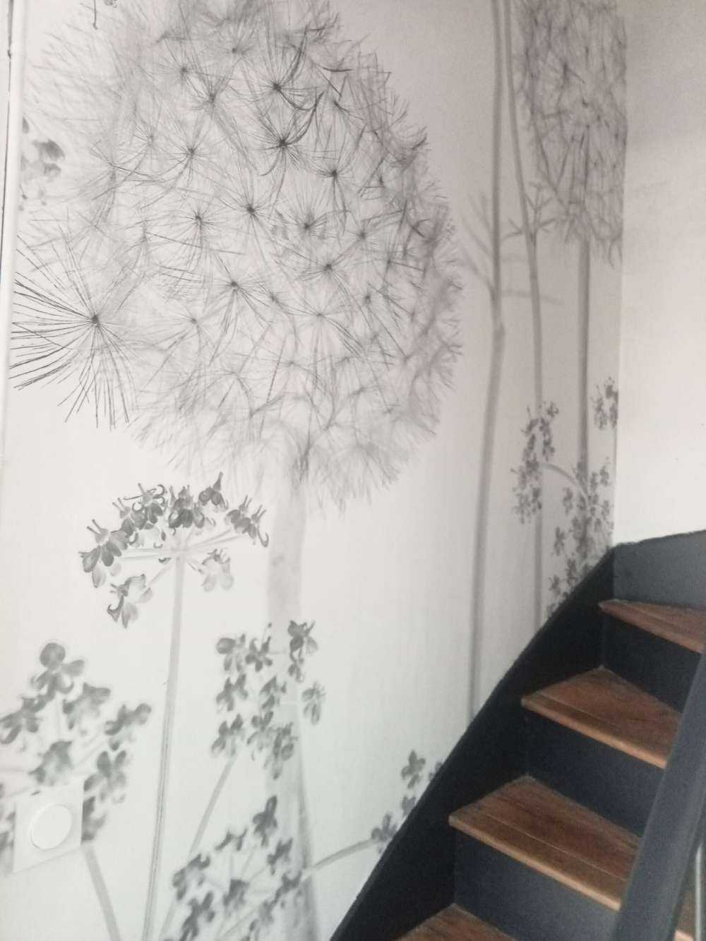 Meadow bloemen in zwart-wit