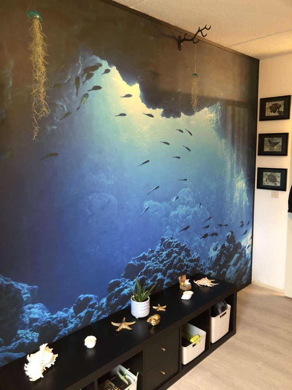 Onderwater grot met vissen