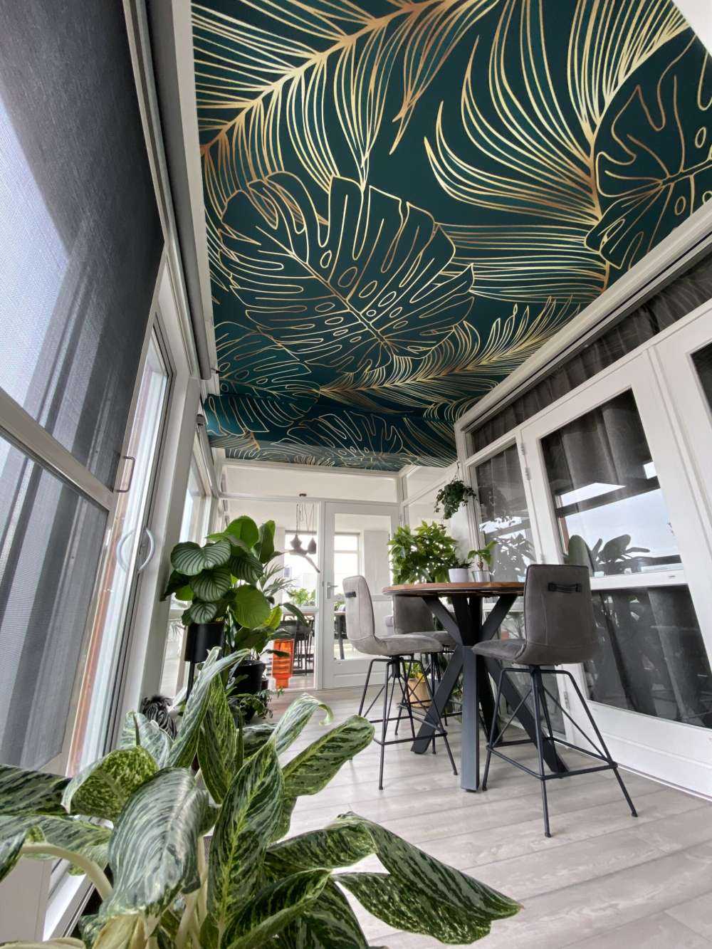 Groene bladeren met goud look
