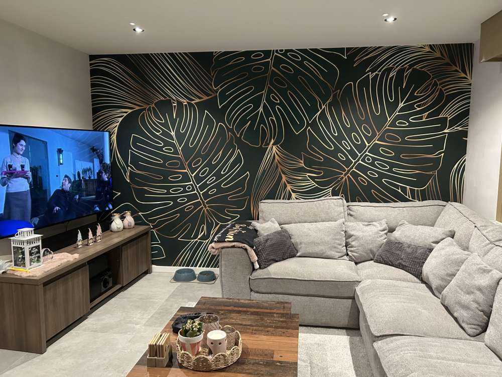 Groene bladeren met goud look