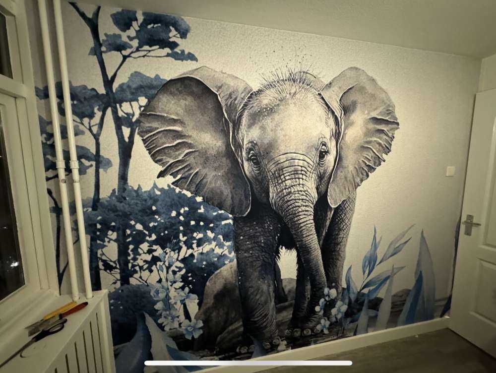 Olifantje in de jungle blauw