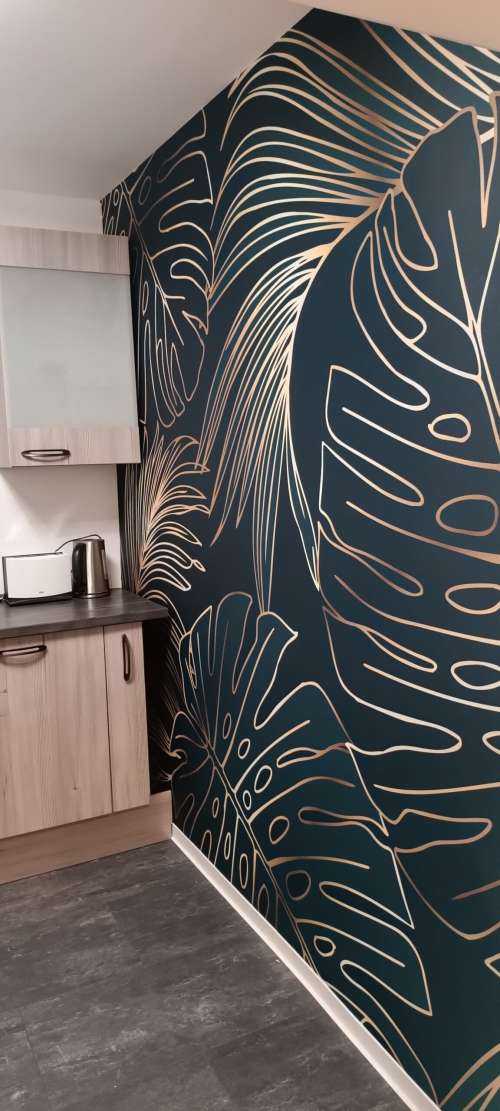 Groene bladeren met goud look