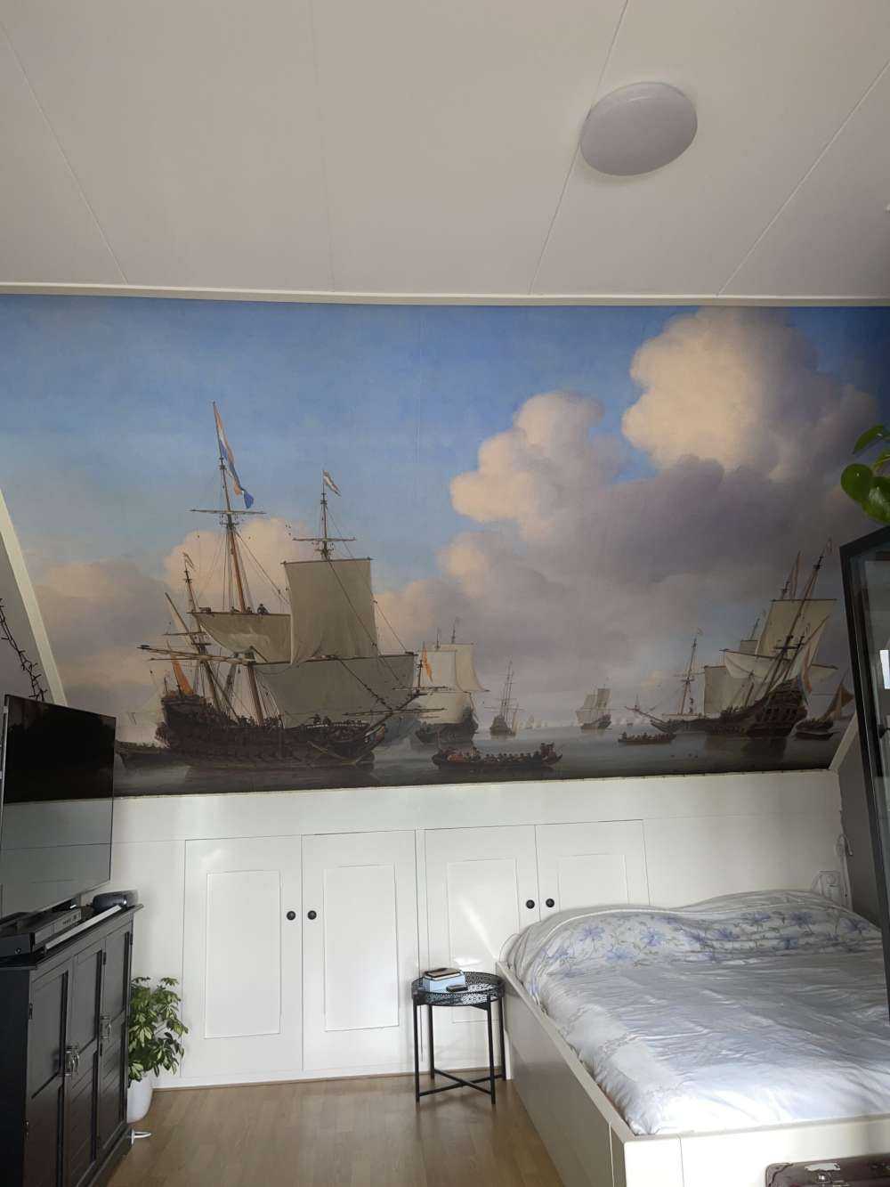 Hollandse schepen op een kalme zee.