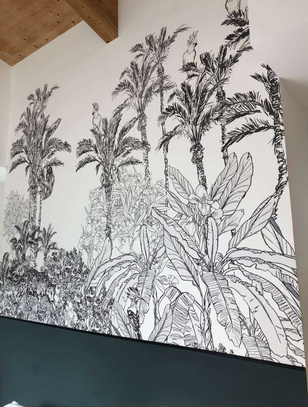 Getekende jungle in zwart-wit