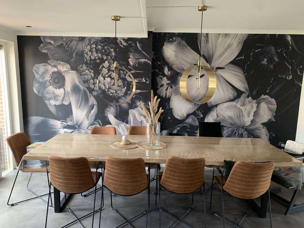 Boeket van bloemen in zwart-wit