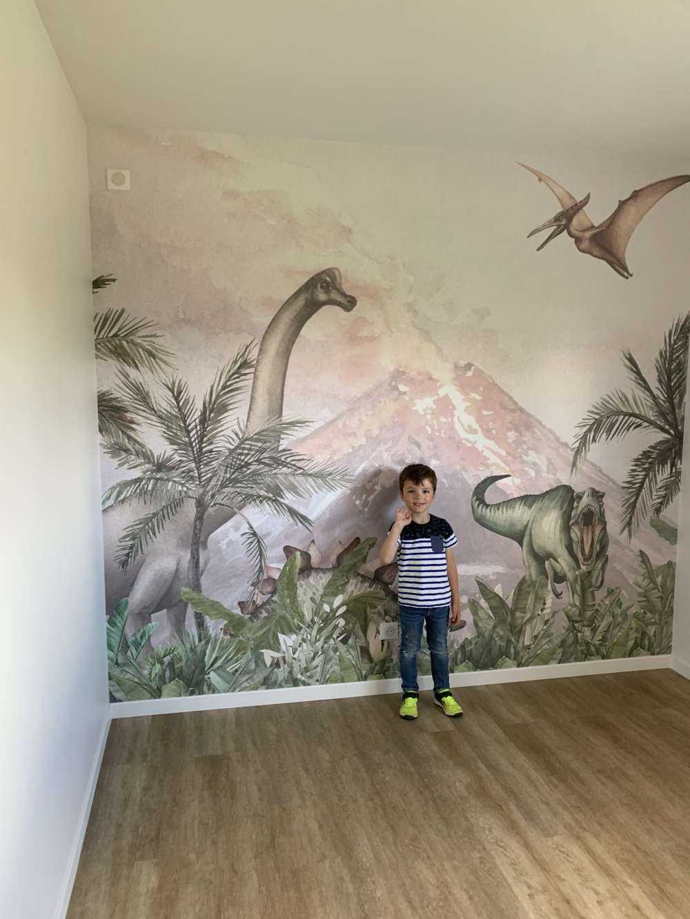 Dino's bij een vulkaan