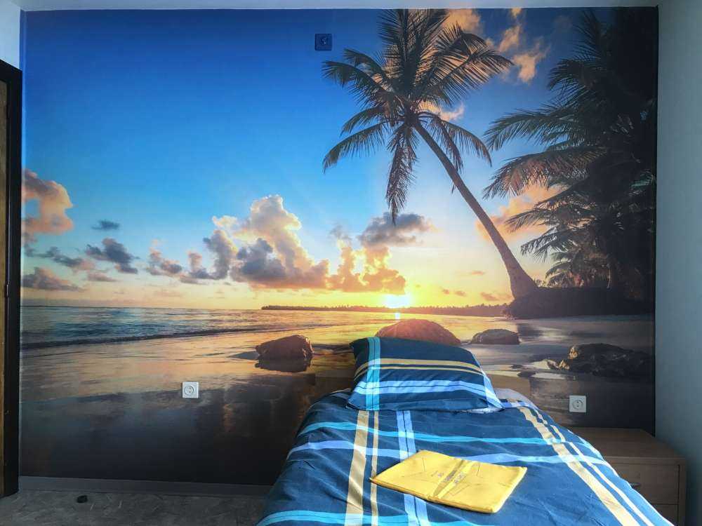 Palmbomen met zonsondergang