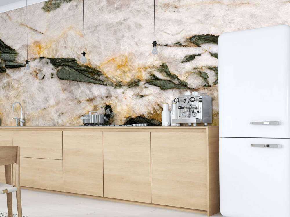 Wit marmer met groene elementen