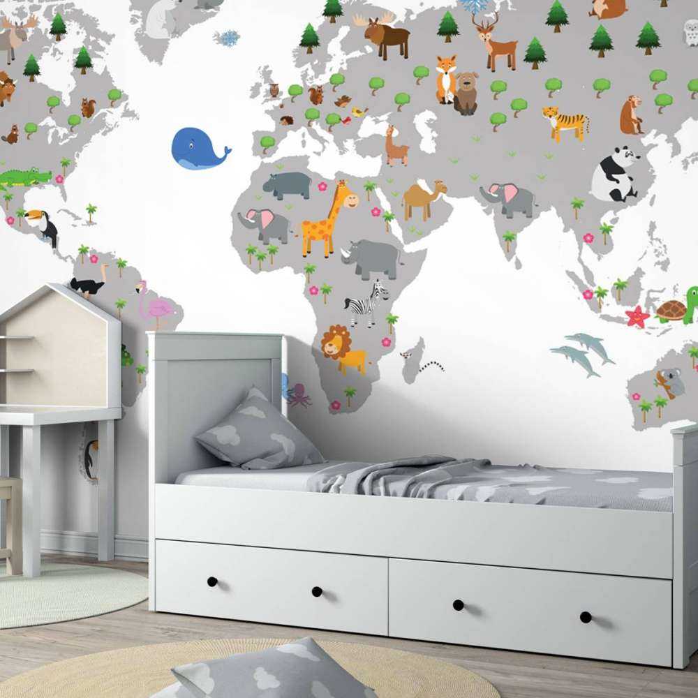 Wereldkaart voor kinderen met witte achtergrond