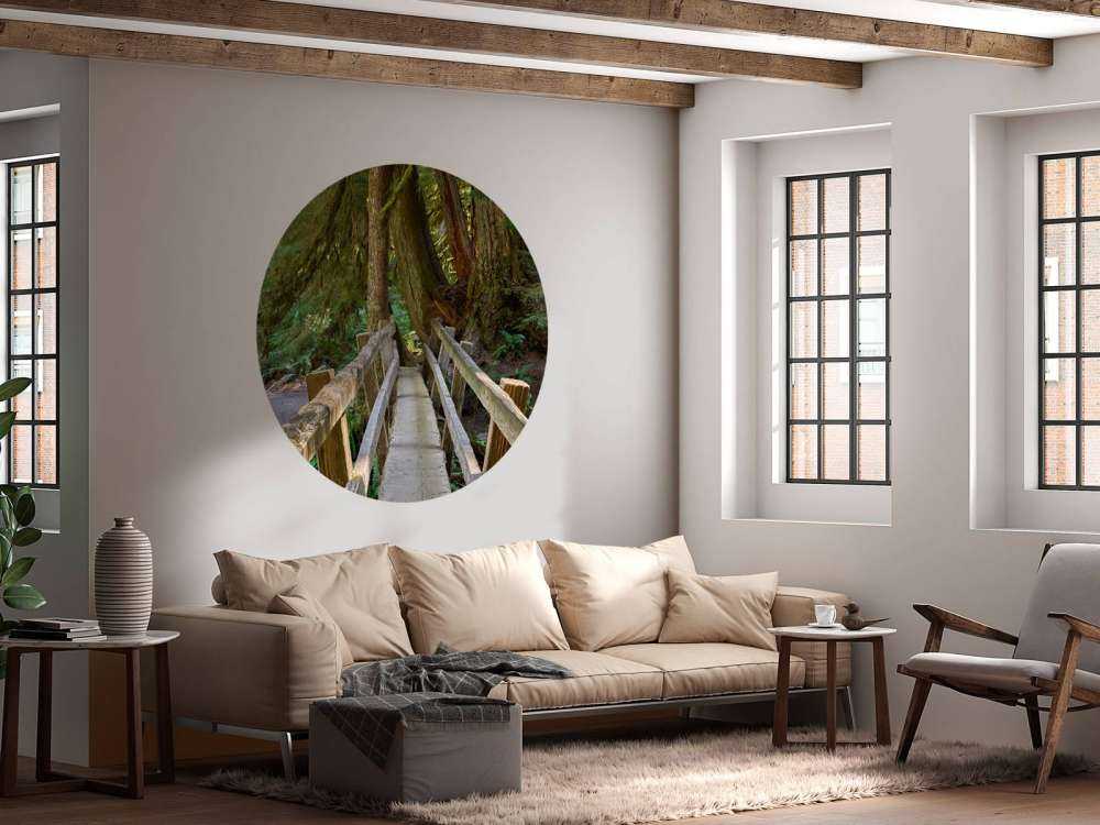 Houten brug door het bos