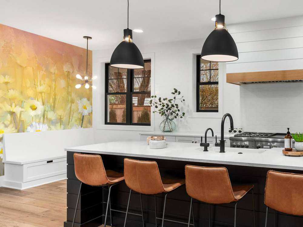 Olieverfschilderij van kamille bloemen