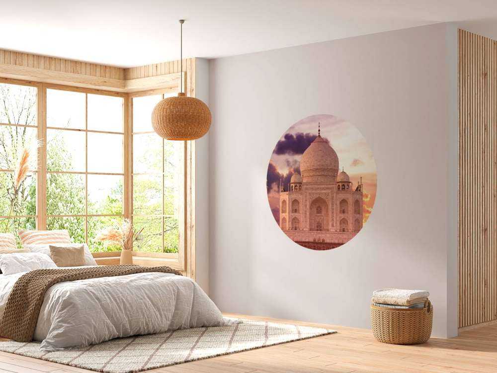 De Taj Mahal bij zonsondergang