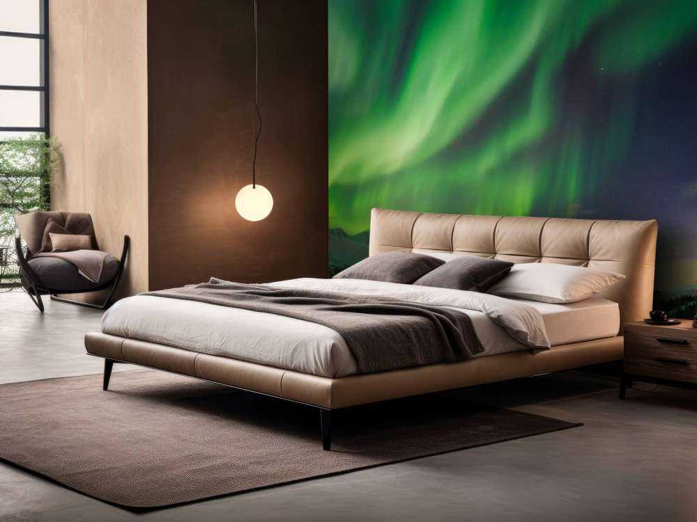 Verlichte stad door het Noorderlicht