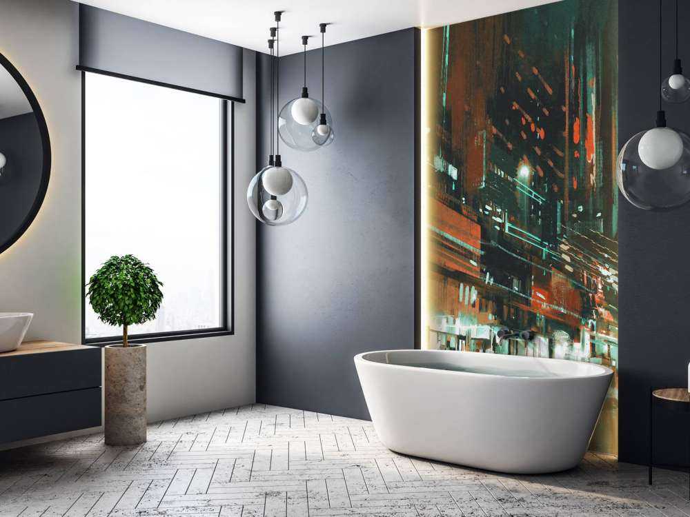 Schilderij van een drukke stad