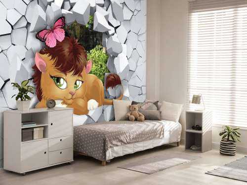 Leeuw in een muur