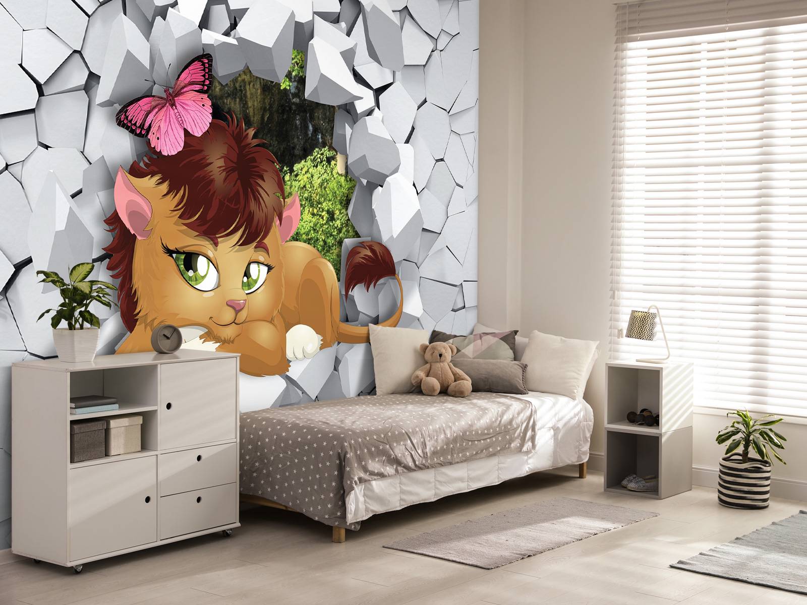 Leeuw in een muur
