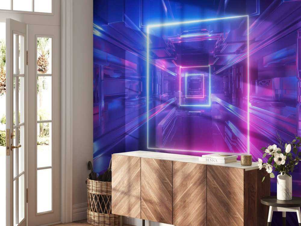 Futuristisch neon verlichte tunnel