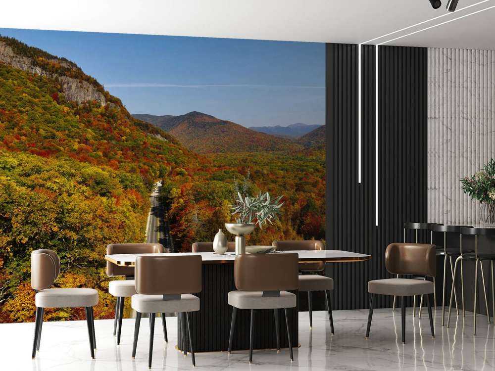 Weg door het herfstlandschap