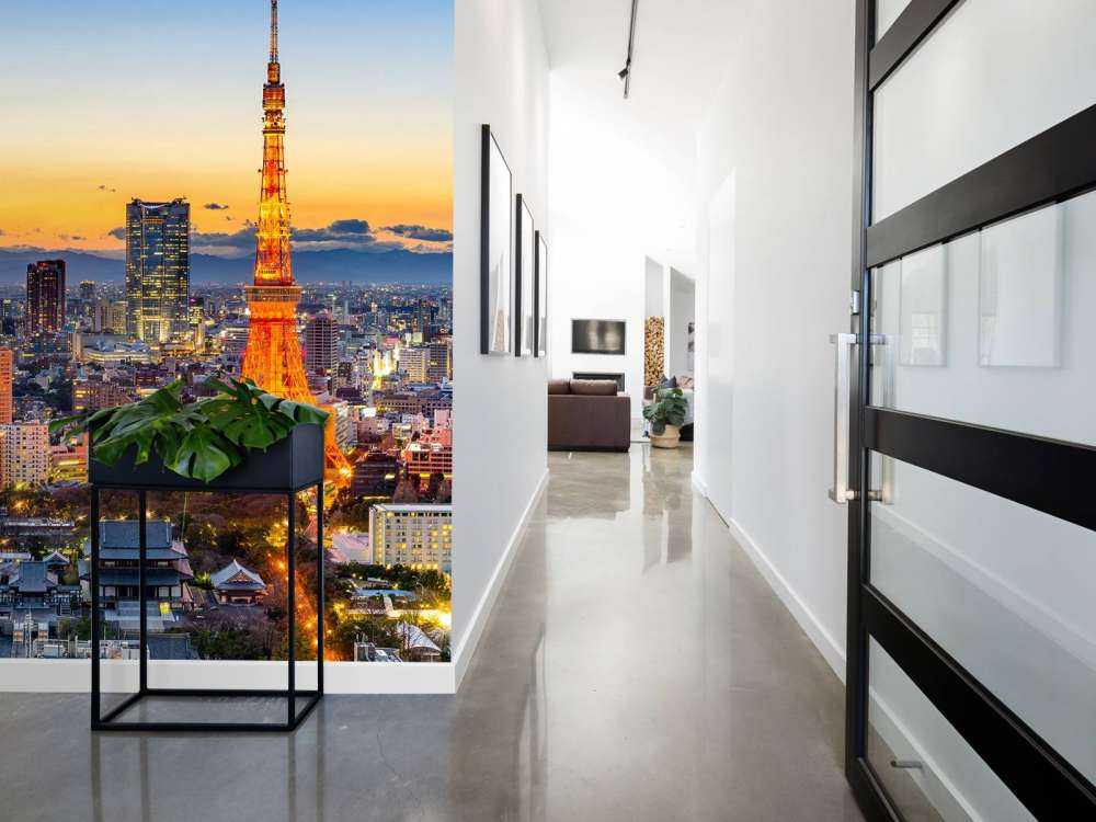 De skyline van Tokyo met de Tokyo Tower