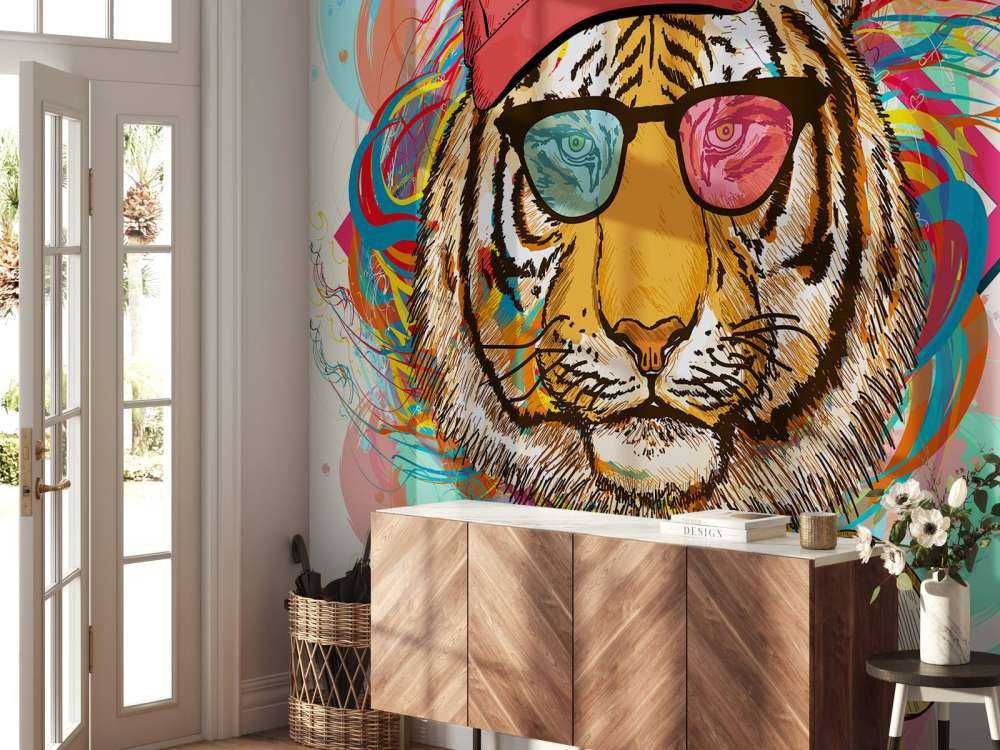 Hipster tijger tekening