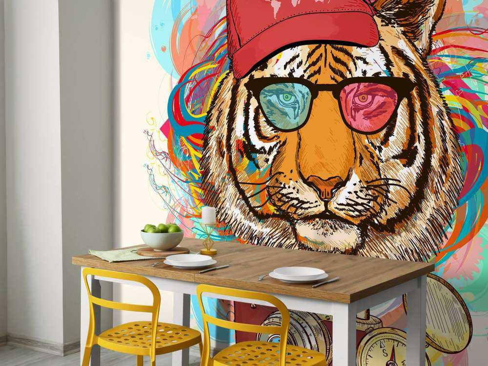 Hipster tijger tekening